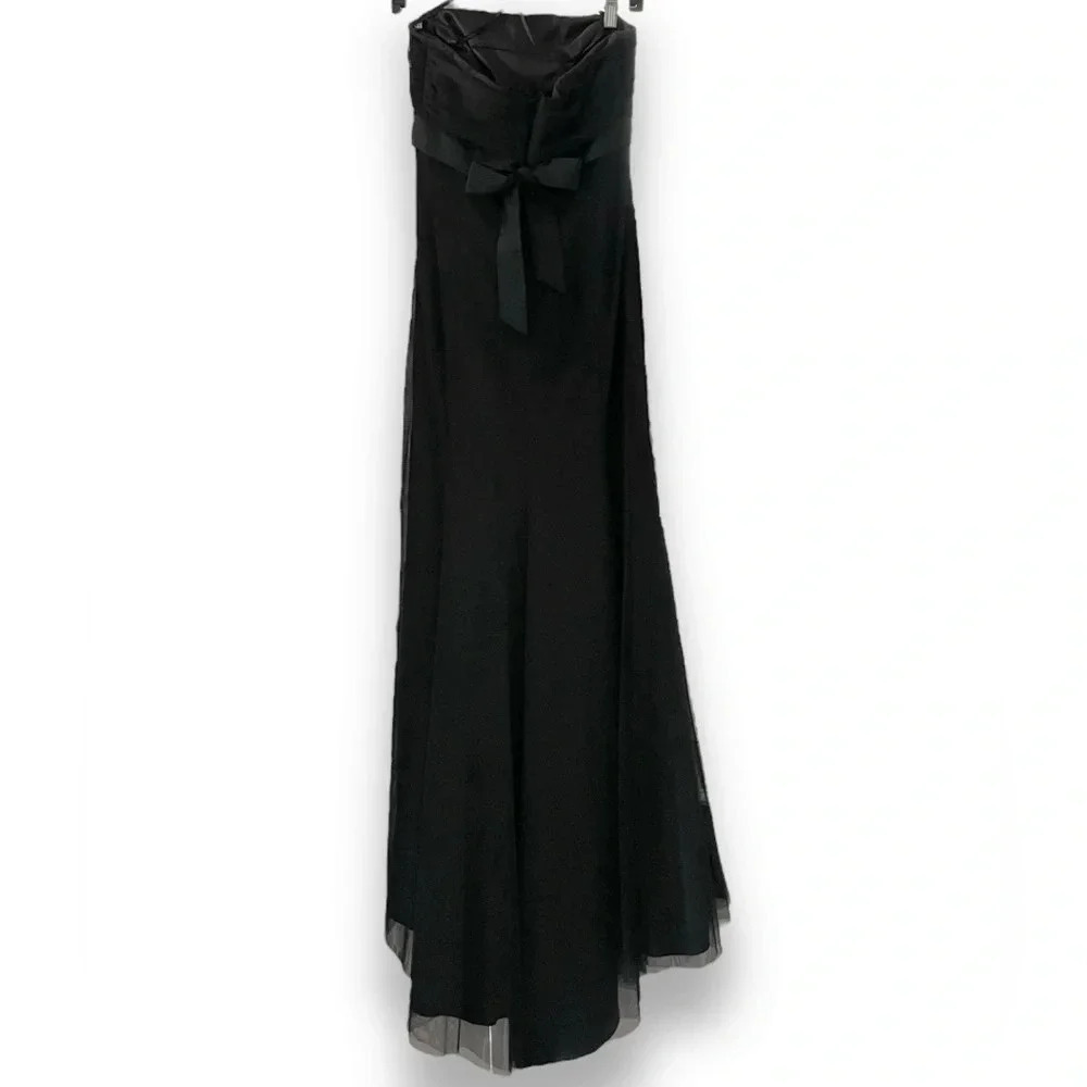 Vera Wang Maids Black Strapless Full Length Tulle Gown